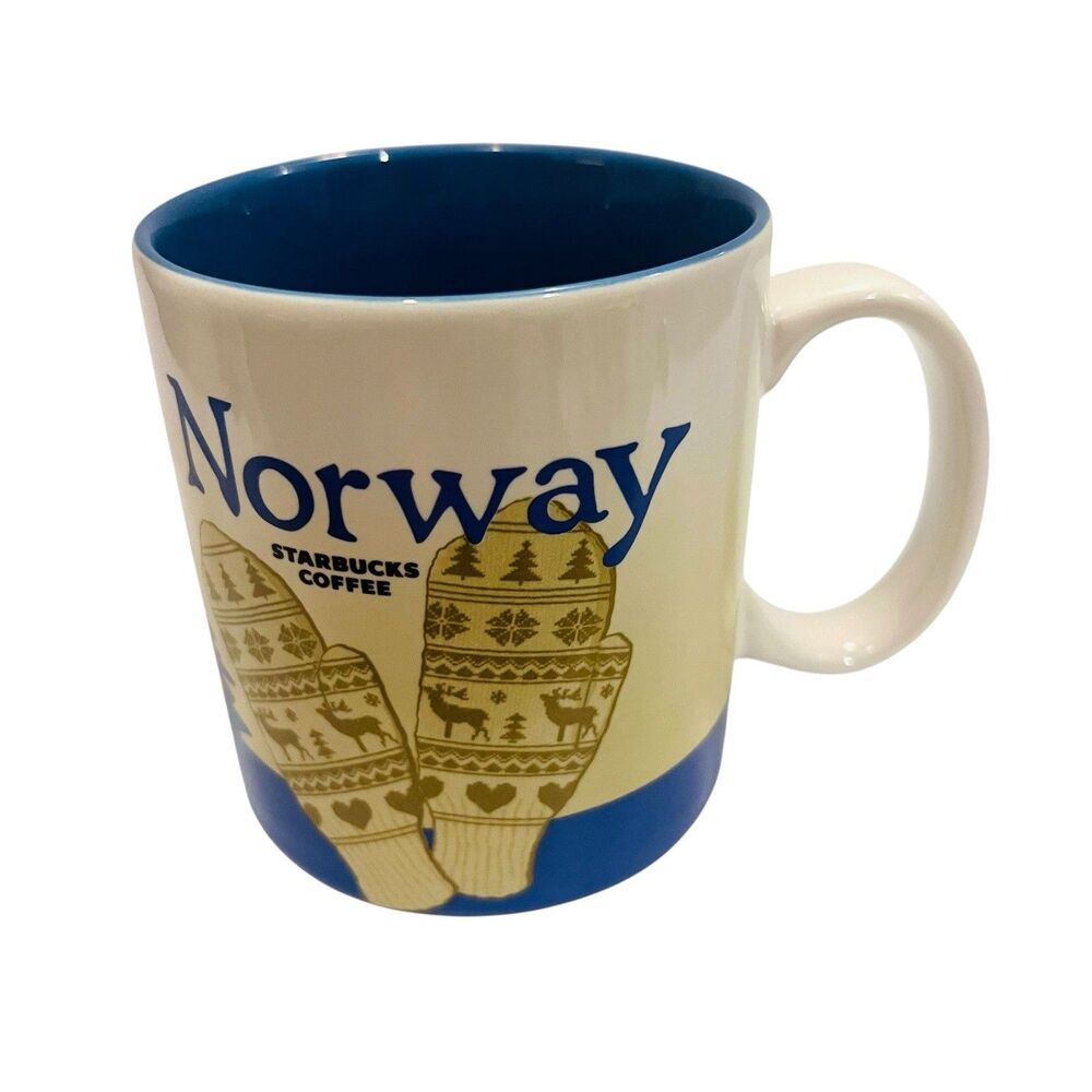 Starbucks Global Icon Series Norway Mug 16 oz 2017 Blue Interior Retired